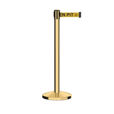 MONTOUR LINE Stanchion Belt Barrier Pol.Brass Post 13ft. Open...Belt M630-PB-BEWARYB-130